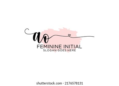 AO beauty monogram and elegant logo design handwriting logo of initial signature, wedding, fashion, floral and botanical with creative template.