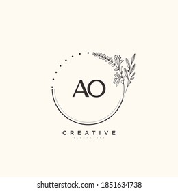 AO Beauty Vektor erste Logo-Kunst, Handschrift Logo der ersten Signatur, Hochzeit, Mode, Jewerly, Boutique, Blumen und botanisch mit kreativen Vorlage für jedes Unternehmen oder Unternehmen.