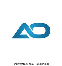 AO company linked letter logo blue