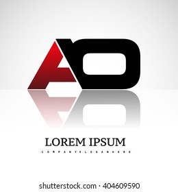 AO company linked letter logo icon red and black