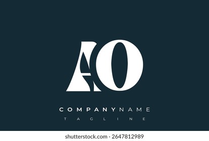 AO Creative Abstract Typography Logo Design (Projeto do logotipo da tipografia abstrata criativa do AO). Logotipo elegante que combina tipografia arrojada e formas criativas, ideal para soluções de marca e identidade.