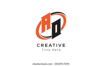 AO creative letter logo with circle area. Initial letter AO linked circle uppercase monogram logo. AO initial letter logo vector design.
