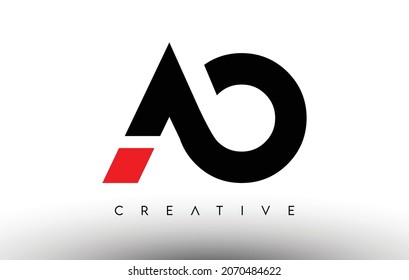 Diseño del logotipo de la carta moderna creativa AO. Ilustración vectorial de las letras de iconos de AO con colores negros y rojos