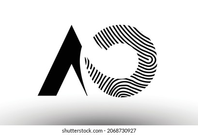 AO Fingerprint Zebra Letter Logo Design. AO Logo with fingerprint Creative Icon Vector Illustration