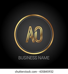 AO golden initial circle logo for company