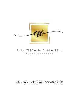 AO handwriting initial logo template vector.
