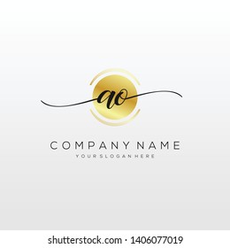AO handwriting initial logo template vector.