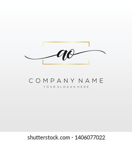 AO handwriting initial logo template vector.