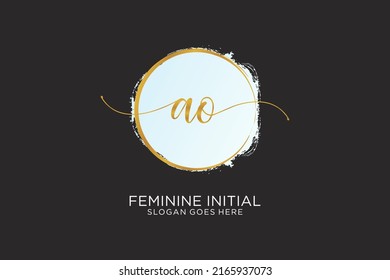 AO handwriting logo with circle template vector signature, wedding, fashion, floral and botanical with creative template.