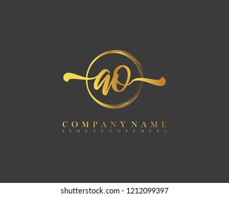 AO initial handwriting logo circle template vector