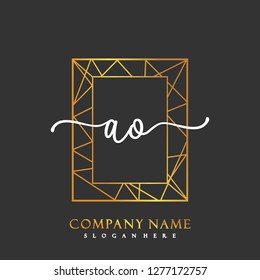 AO Initial Handwriting logo template vector