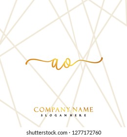 AO Initial Handwriting logo template vector