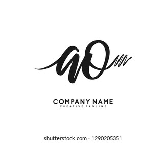 AO Initial Handwriting Logo Template Vector