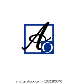AO  Initial Handwriting logo template vector
