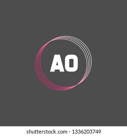 AO  Initial Handwriting logo template vector