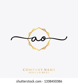 AO Initial handwriting logo template