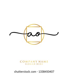 AO Initial handwriting logo template