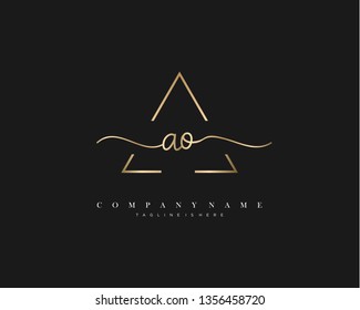 AO initial handwriting logo template vector