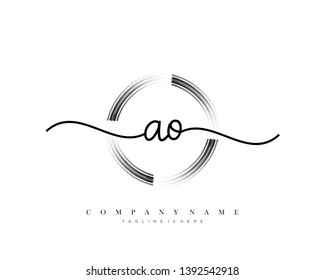 AO initial handwriting logo template vector