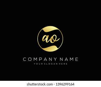 AO Initial handwriting logo template vector.