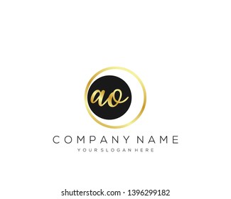 AO Initial handwriting logo template vector.