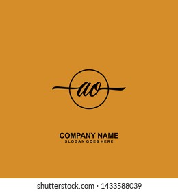 AO Initial handwriting logo template vector