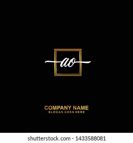AO Initial handwriting logo template vector