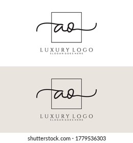 AO Initial handwriting logo template vector