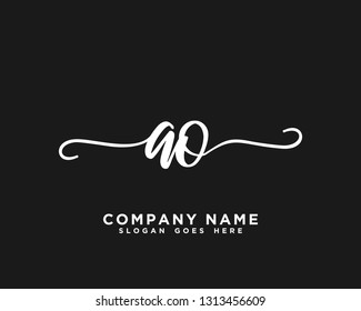 AO Initial Handwriting Logo Vector