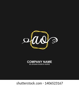 AO Initial handwriting logo vector