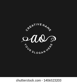 AO Initial handwriting logo vector