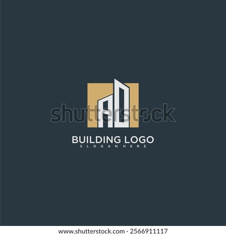 AO initial letter building logo for real estate with square design