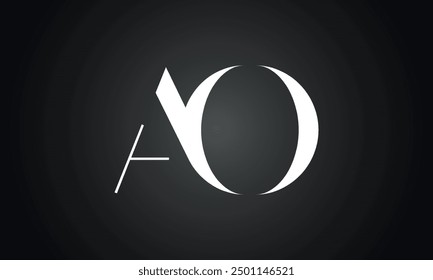 AO initial letter logo design. AO logo design vector in black background.