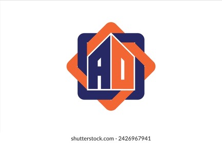 AO carta inicial constructores inmobiliarios logo diseño vectorial. construcción, vivienda, rotulador, propiedad, edificio, apartamento, piso, compartimento, negocio, corporativo, alquiler de casa, alquiler, comercial