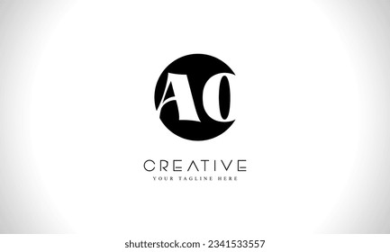 AO initial letters logo design with circle shape