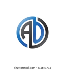 AO initial letters looping linked circle company logo black blue