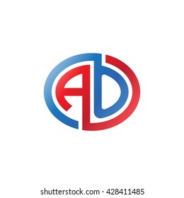 AO initial letters looping linked ellipse logo red blue