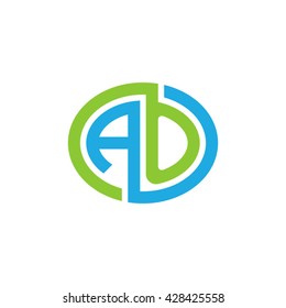 AO initial letters looping linked ellipse logo green blue