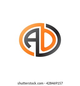 AO initial letters looping linked ellipse logo orange black