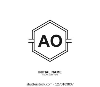 AO Initial logo letter with minimalist concept vector