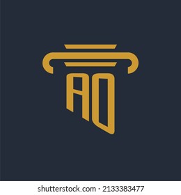 AO initial logo monogram with pillar icon design vector image