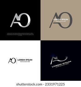 AO Initial Modern Typography Emblem Logo Template for Business