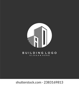 logotipo inicial de construcción de monograma de AO para bienes raíces con diseño de círculo creativo