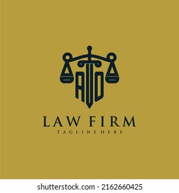 AO initial monogram for lawfirm logo with sword and scale