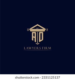 AO initial monogram lawfirm logo with pillar design