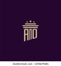 AO initial monogram logo design for lawfirm lawyers with pillar vector image