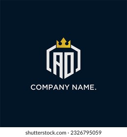 AO initial monogram logo design for hexagon style  crown elegant image