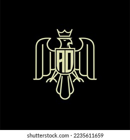 AO initial monogram logo for eagle  crown image vector design