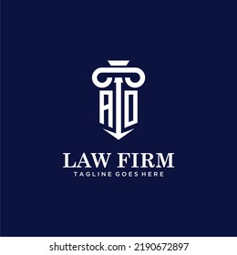 AO initial monogram logo lawfirm with pillar design