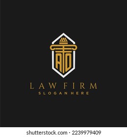 AO initial monogram logo for lawfirm with pillar in creative polygon design